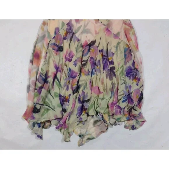 Anthropologie Asymmetrical Painterly Floral Midi Skirt - Picture 3 of 7